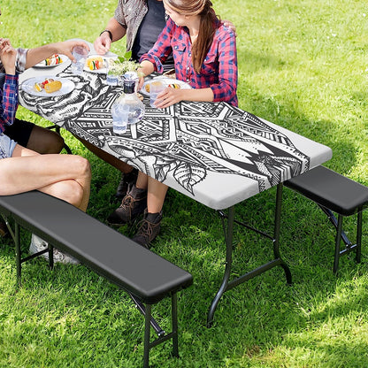 Tribal Indian Bull Skull Print Picnic Table Cover