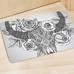 Tribal Indian Bull Skull Print Polyester Doormat