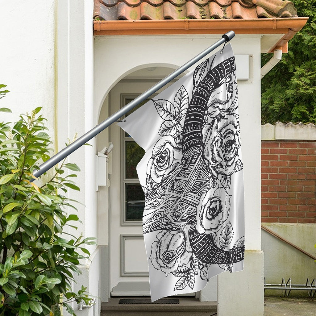 Tribal Indian Bull Skull Print Polyester Flag