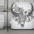 Tribal Indian Bull Skull Print Polyester Shower Curtain