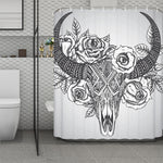 Tribal Indian Bull Skull Print Polyester Shower Curtain