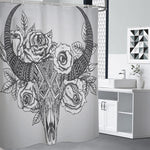 Tribal Indian Bull Skull Print Premium Shower Curtain