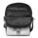 Tribal Indian Bull Skull Print Rectangular Crossbody Bag