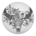 Tribal Indian Bull Skull Print Round Blanket