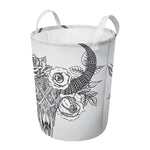 Tribal Indian Bull Skull Print Round Laundry Basket