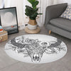 Tribal Indian Bull Skull Print Round Rug