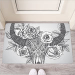 Tribal Indian Bull Skull Print Rubber Doormat