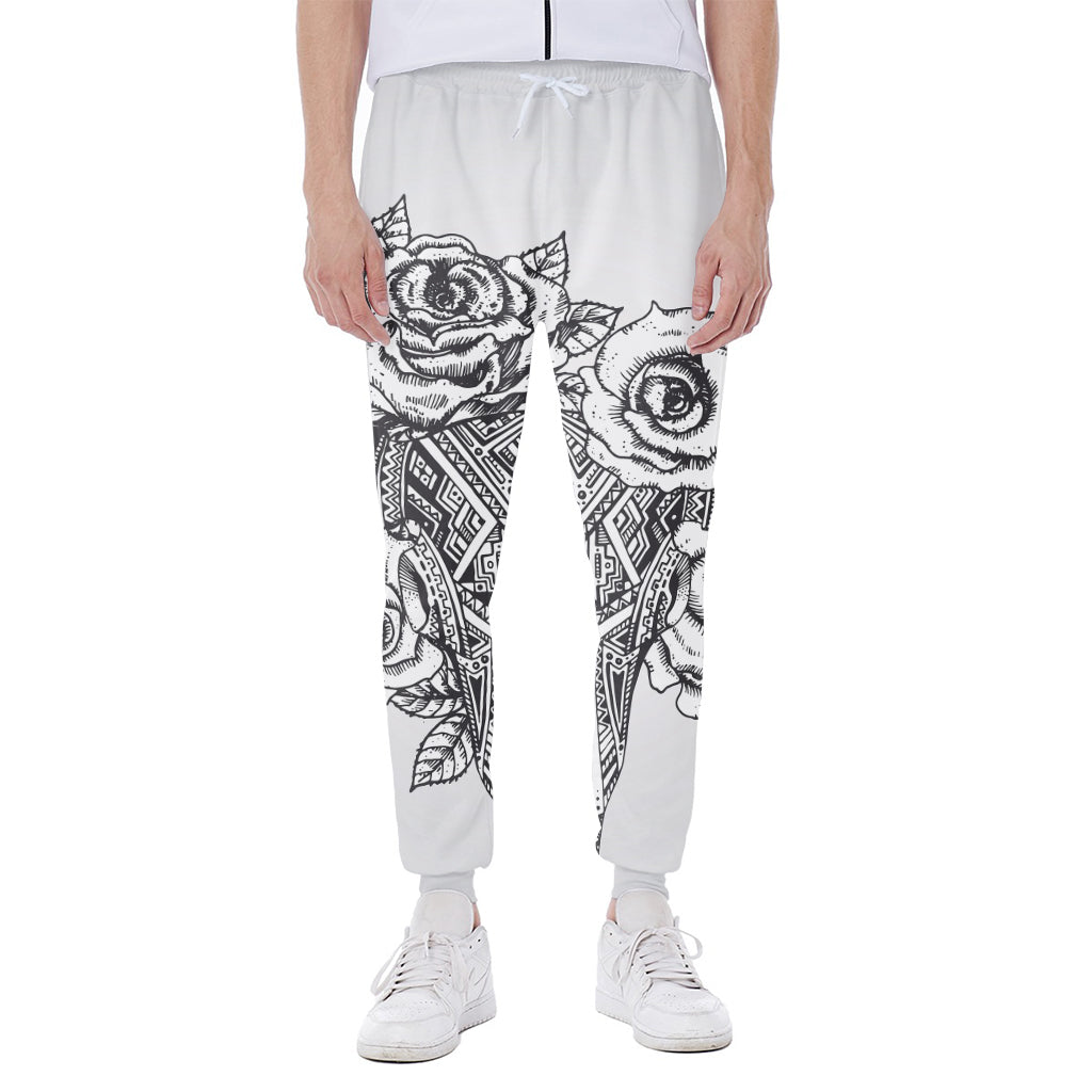 Tribal Indian Bull Skull Print Scuba Joggers