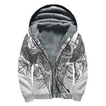 Tribal Indian Bull Skull Print Sherpa Lined Zip Up Hoodie