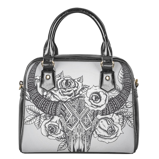 Tribal Indian Bull Skull Print Shoulder Handbag