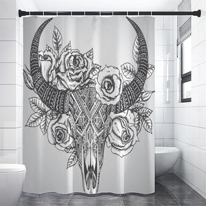 Tribal Indian Bull Skull Print Shower Curtain