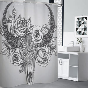 Tribal Indian Bull Skull Print Shower Curtain