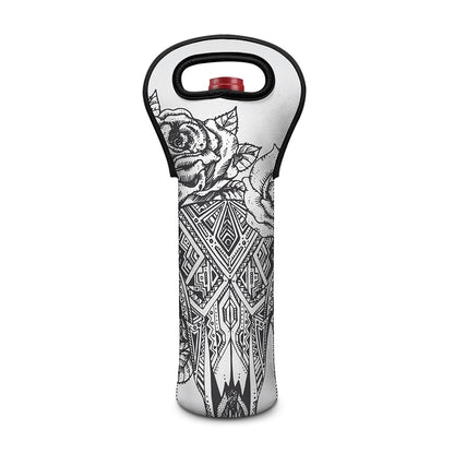 Tribal Indian Bull Skull Print Single Neoprene Wine Tote