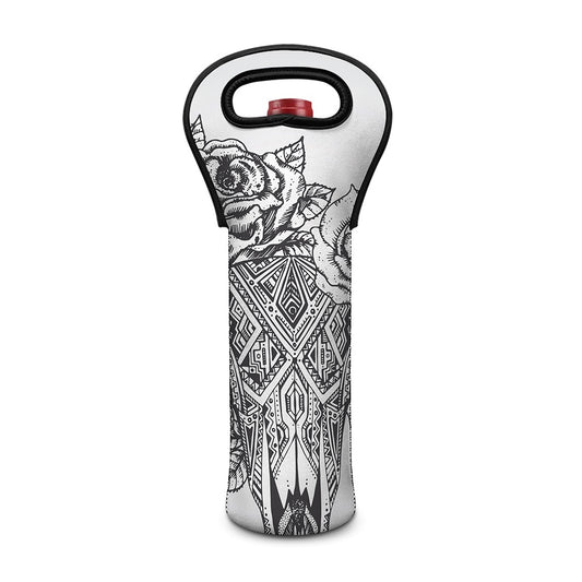 Tribal Indian Bull Skull Print Single Neoprene Wine Tote