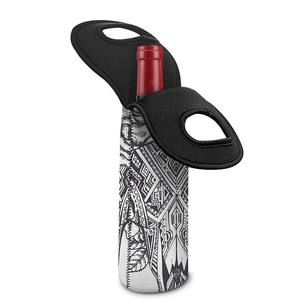 Tribal Indian Bull Skull Print Single Neoprene Wine Tote