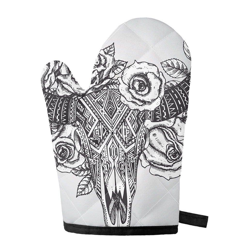 Tribal Indian Bull Skull Print Single Oven Mitt