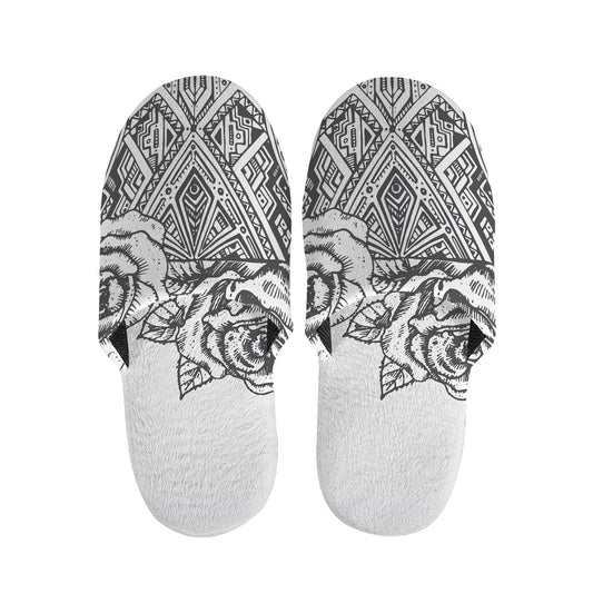 Tribal Indian Bull Skull Print Slippers