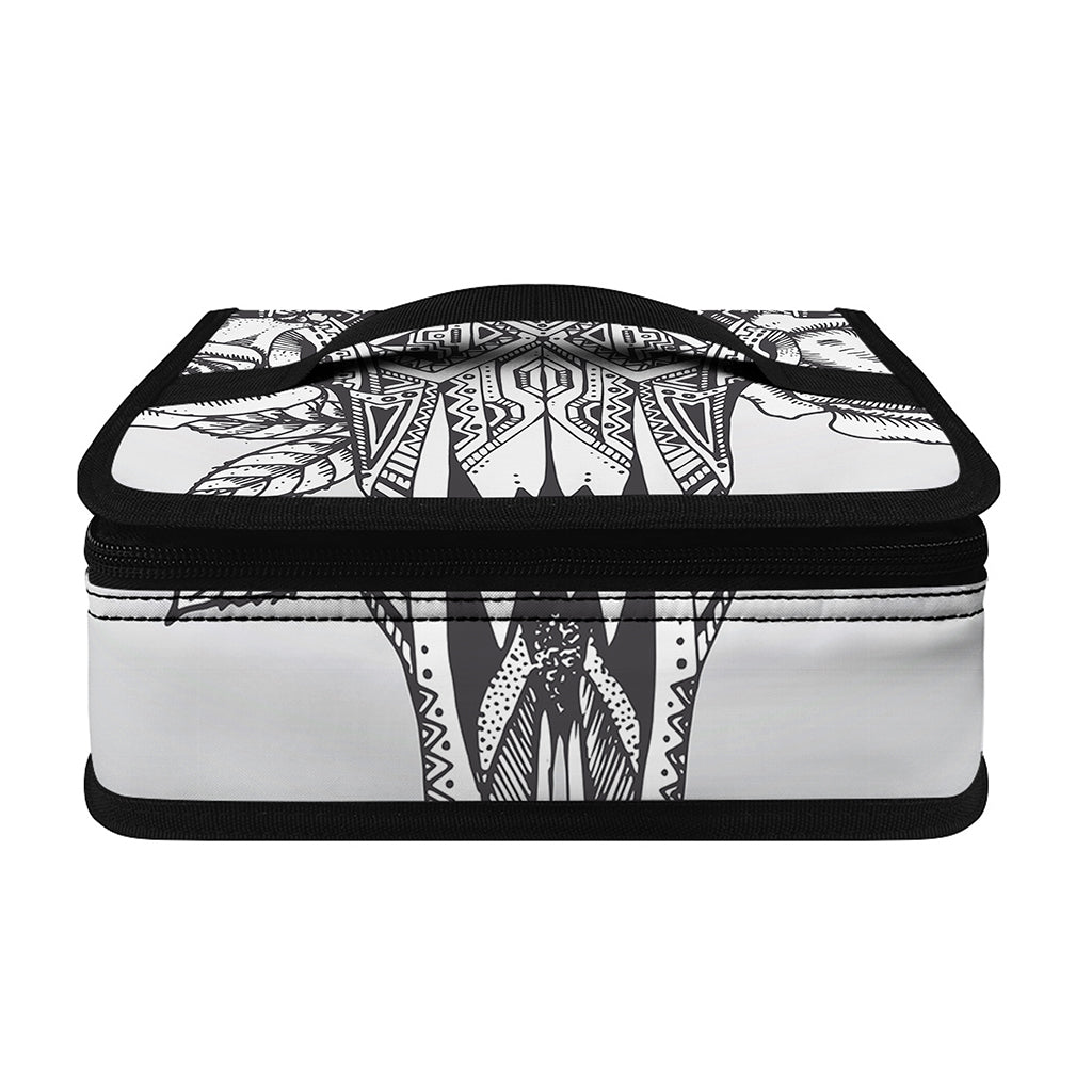 Tribal Indian Bull Skull Print Small Lunch Bag