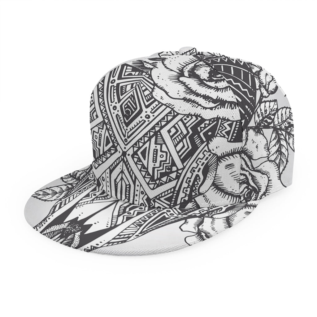 Tribal Indian Bull Skull Print Snapback Cap