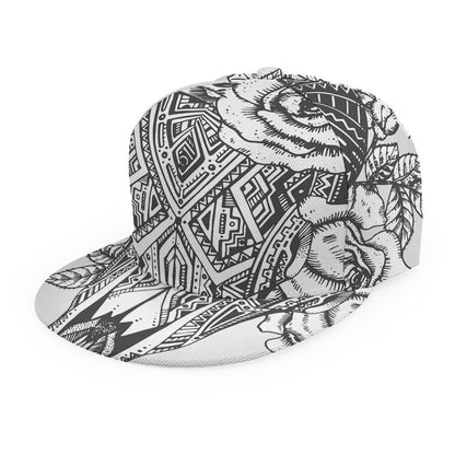 Tribal Indian Bull Skull Print Snapback Cap
