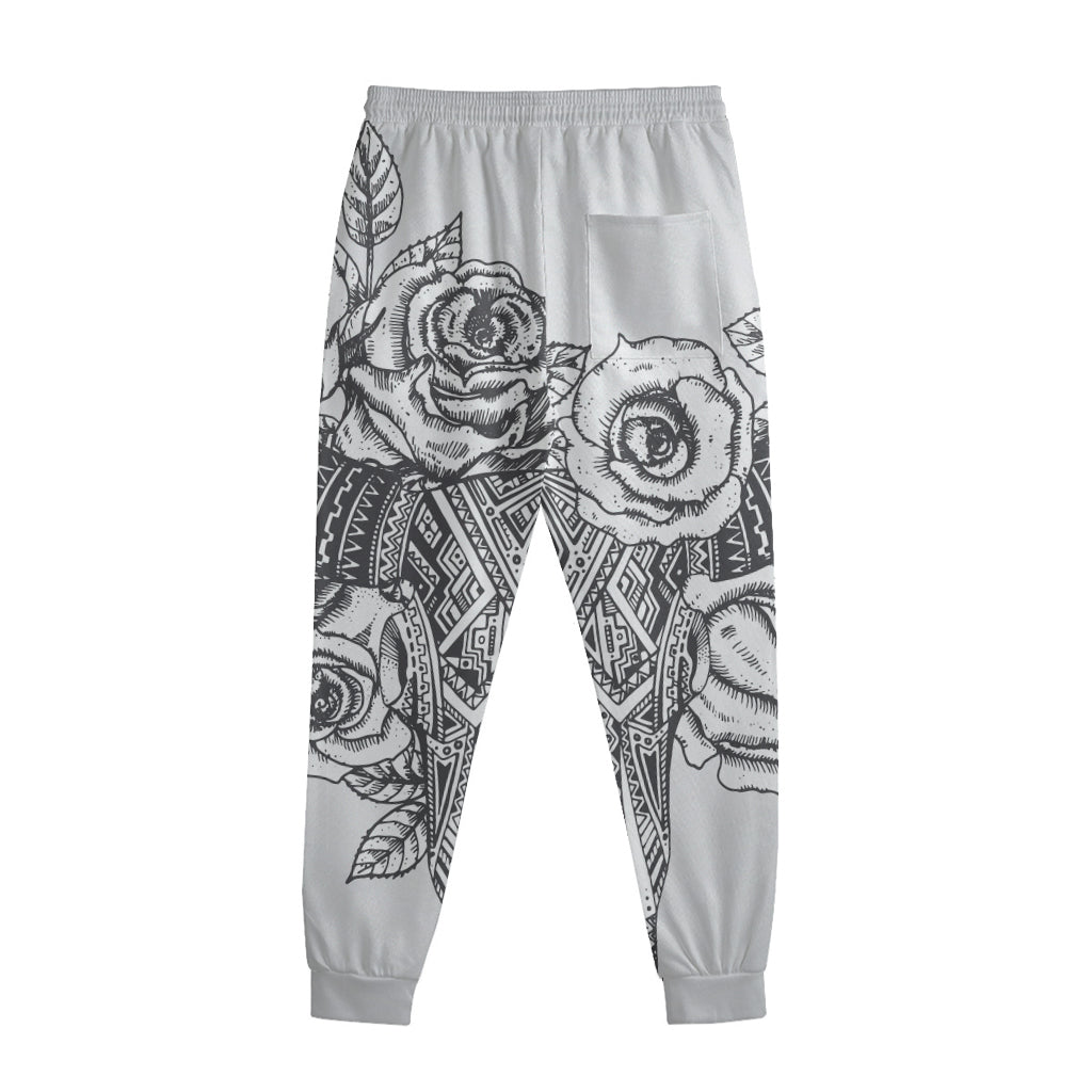 Tribal Indian Bull Skull Print Sweatpants
