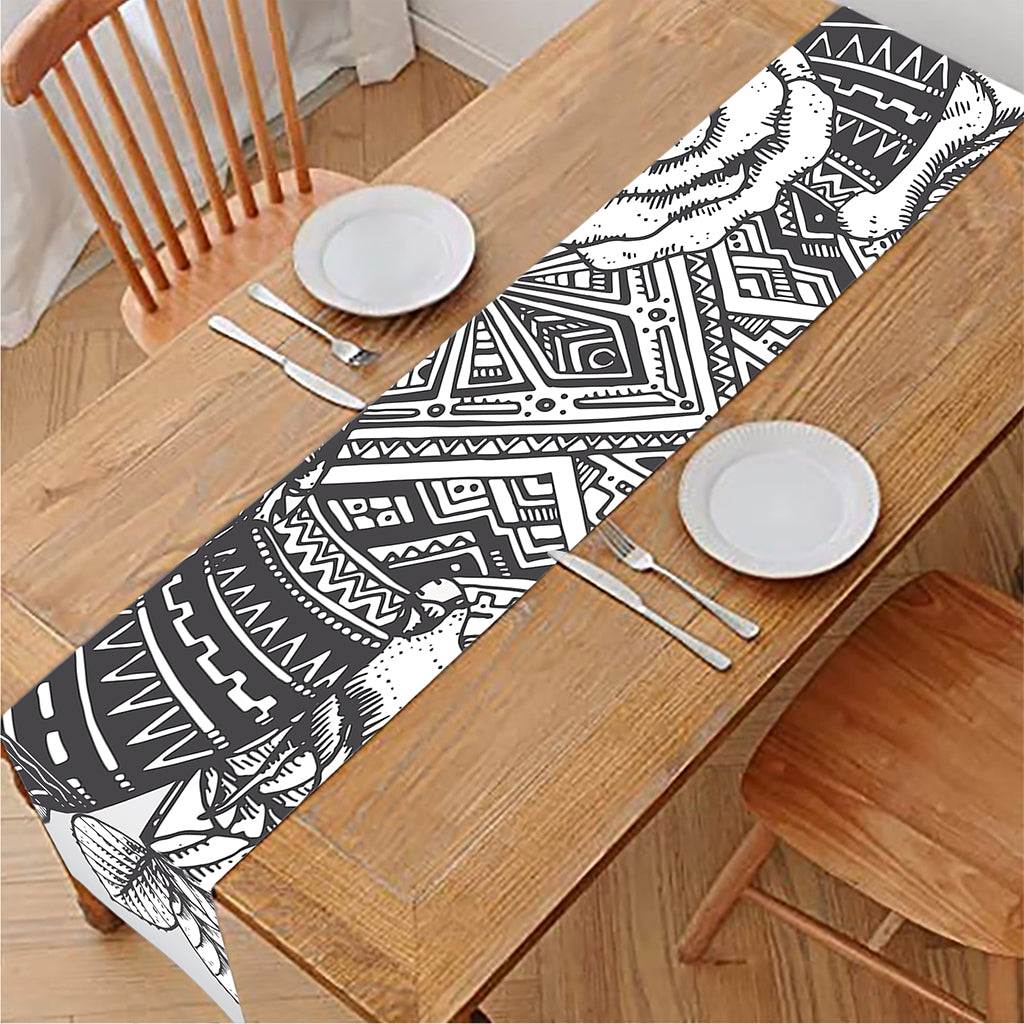 Tribal Indian Bull Skull Print Table Runner
