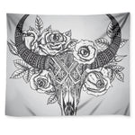 Tribal Indian Bull Skull Print Tapestry