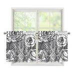 Tribal Indian Bull Skull Print Tier Curtains