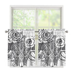 Tribal Indian Bull Skull Print Tier Curtains