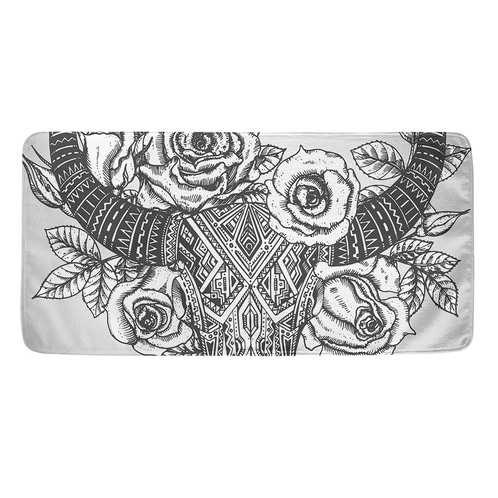 Tribal Indian Bull Skull Print Towel
