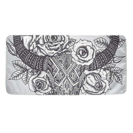 Tribal Indian Bull Skull Print Towel