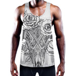 Tribal Indian Bull Skull Print Training Tank Top