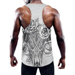 Tribal Indian Bull Skull Print Training Tank Top
