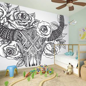 Tribal Indian Bull Skull Print Wall Sticker