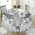 Tribal Indian Bull Skull Print Waterproof Round Tablecloth