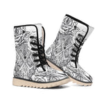 Tribal Indian Bull Skull Print Winter Boots