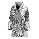 Tribal Indian Bull Skull Print Women's Bathrobe