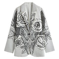 Tribal Indian Bull Skull Print Women's Blazer
