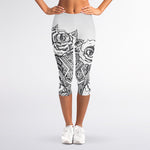 Tribal Indian Bull Skull Print Women's Capri Leggings
