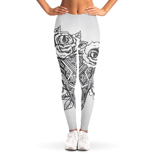 Tribal Indian Bull Skull Print Women's Leggings