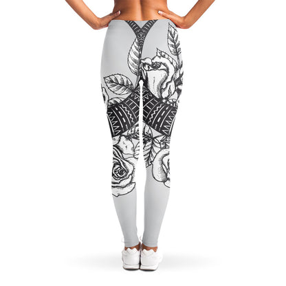 Tribal Indian Bull Skull Print Women's Leggings