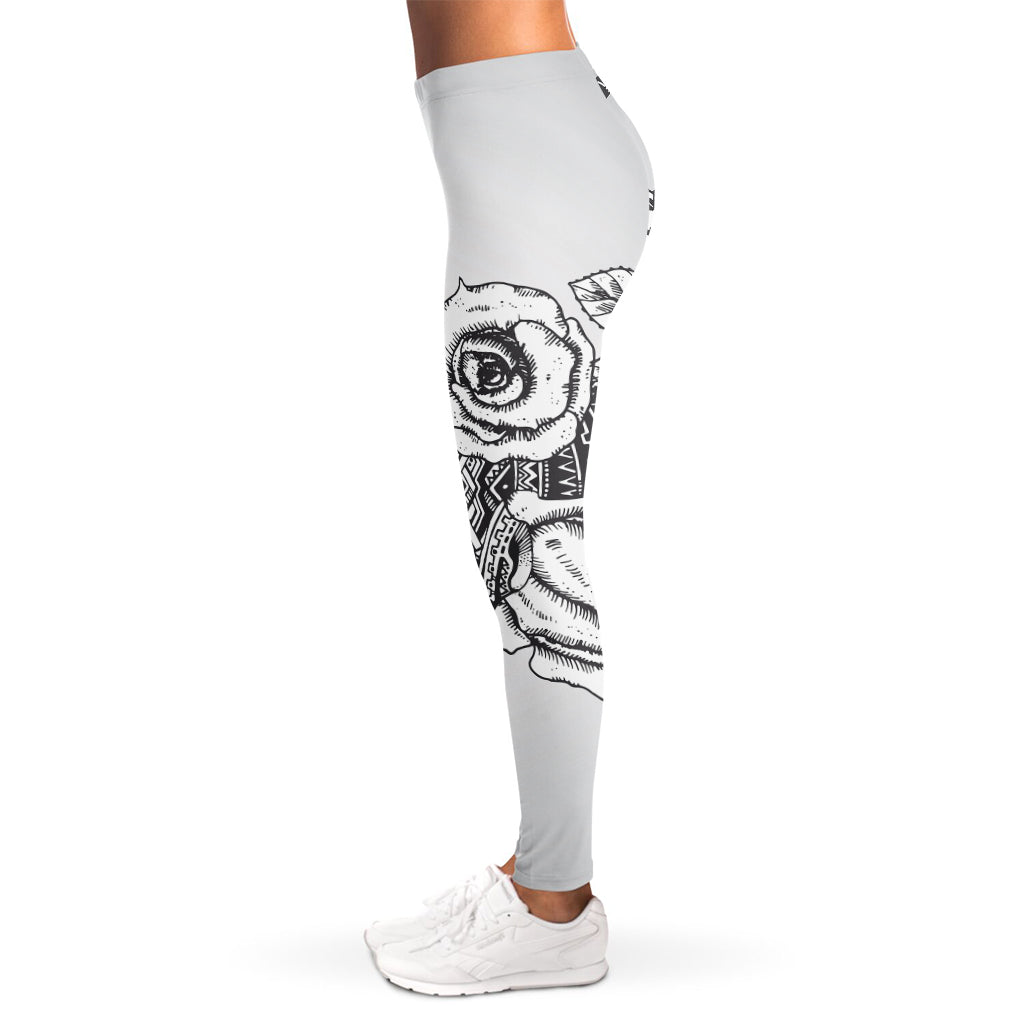 Tribal Indian Bull Skull Print Women's Leggings