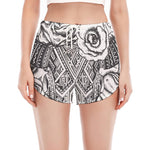 Tribal Indian Bull Skull Print Women's Split Running Shorts