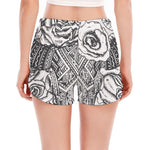 Tribal Indian Bull Skull Print Women's Split Running Shorts