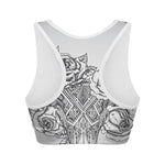 Tribal Indian Bull Skull Print Women's Sports Bra