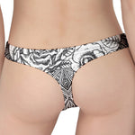 Tribal Indian Bull Skull Print Women's Thong