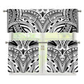 Tribal Maori Polynesian Tattoo Print 3 Piece Kitchen Curtains