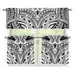 Tribal Maori Polynesian Tattoo Print 3 Piece Kitchen Curtains