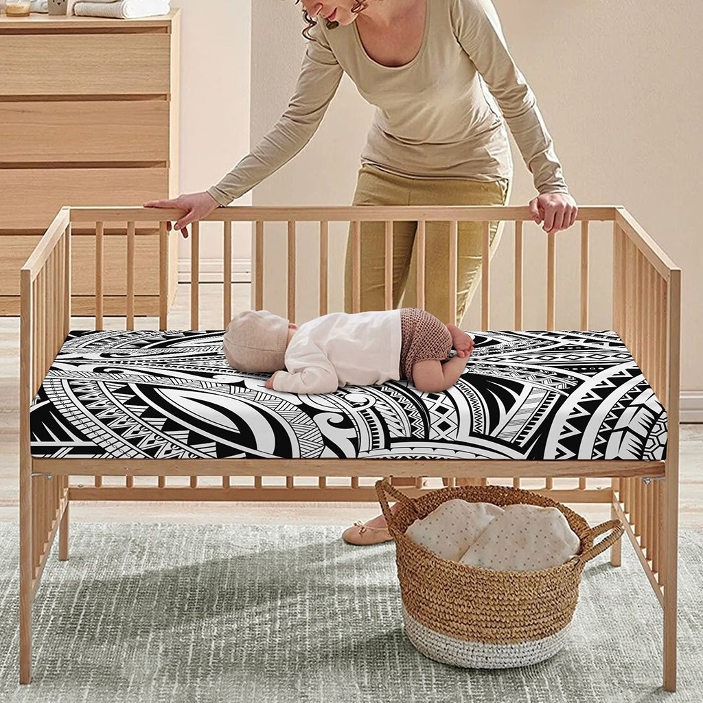 Tribal Maori Polynesian Tattoo Print Baby Crib Sheet