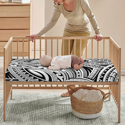 Tribal Maori Polynesian Tattoo Print Baby Crib Sheet